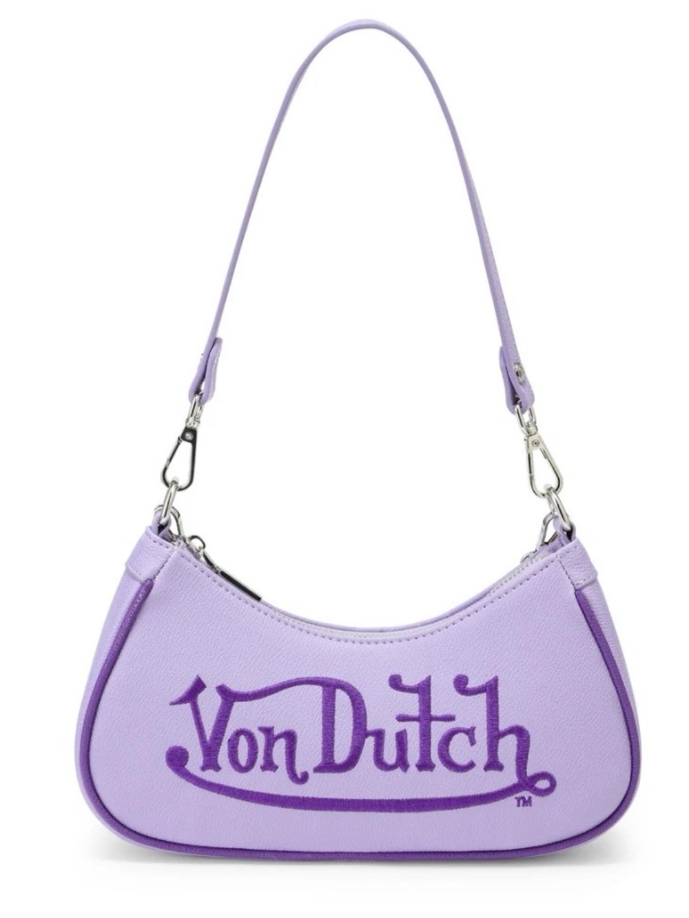 Von Dutch Lavender Logo Shoulder Bag with Purple Accents